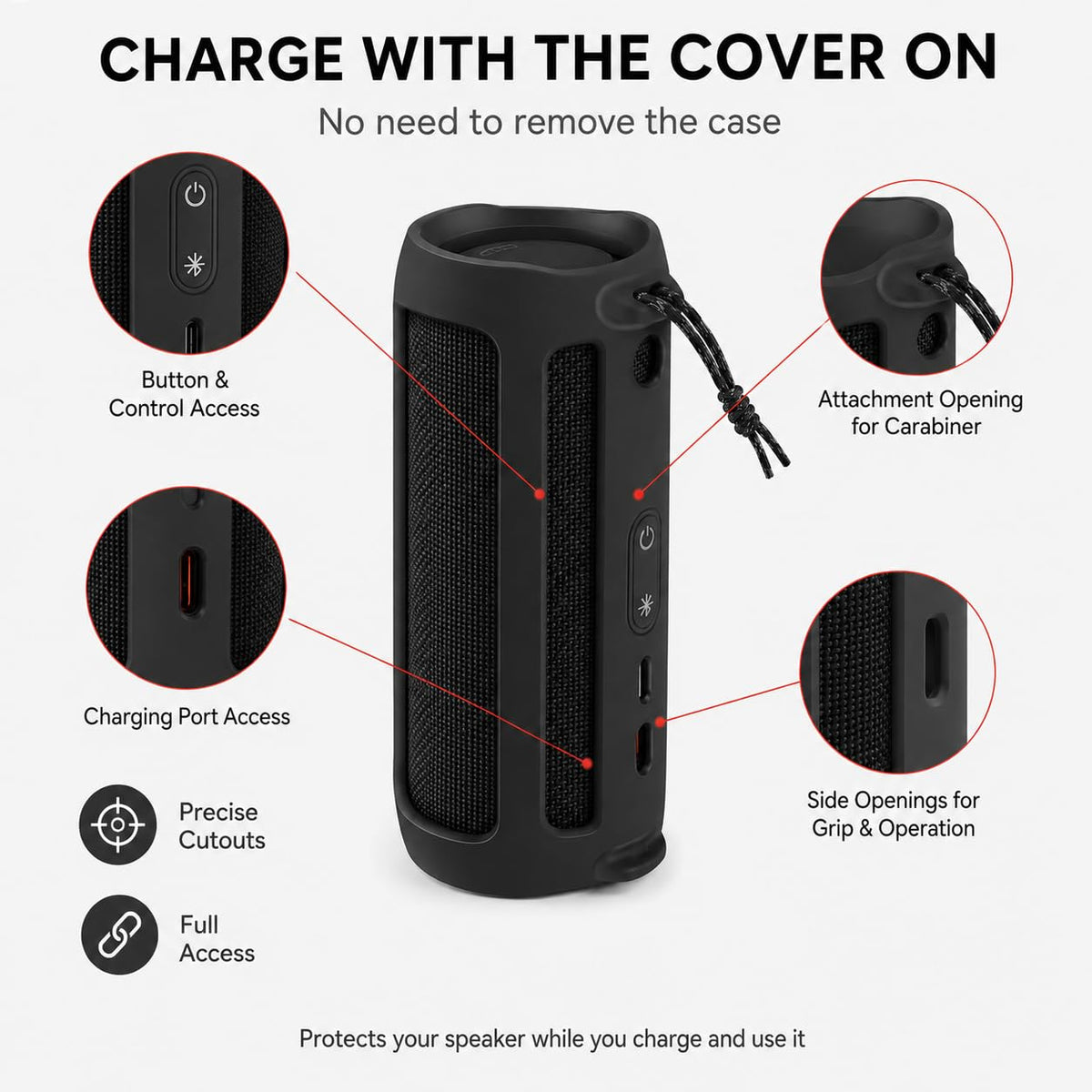 PAIYULE Flip 5 silicone case with strap enables hands-free carrying.