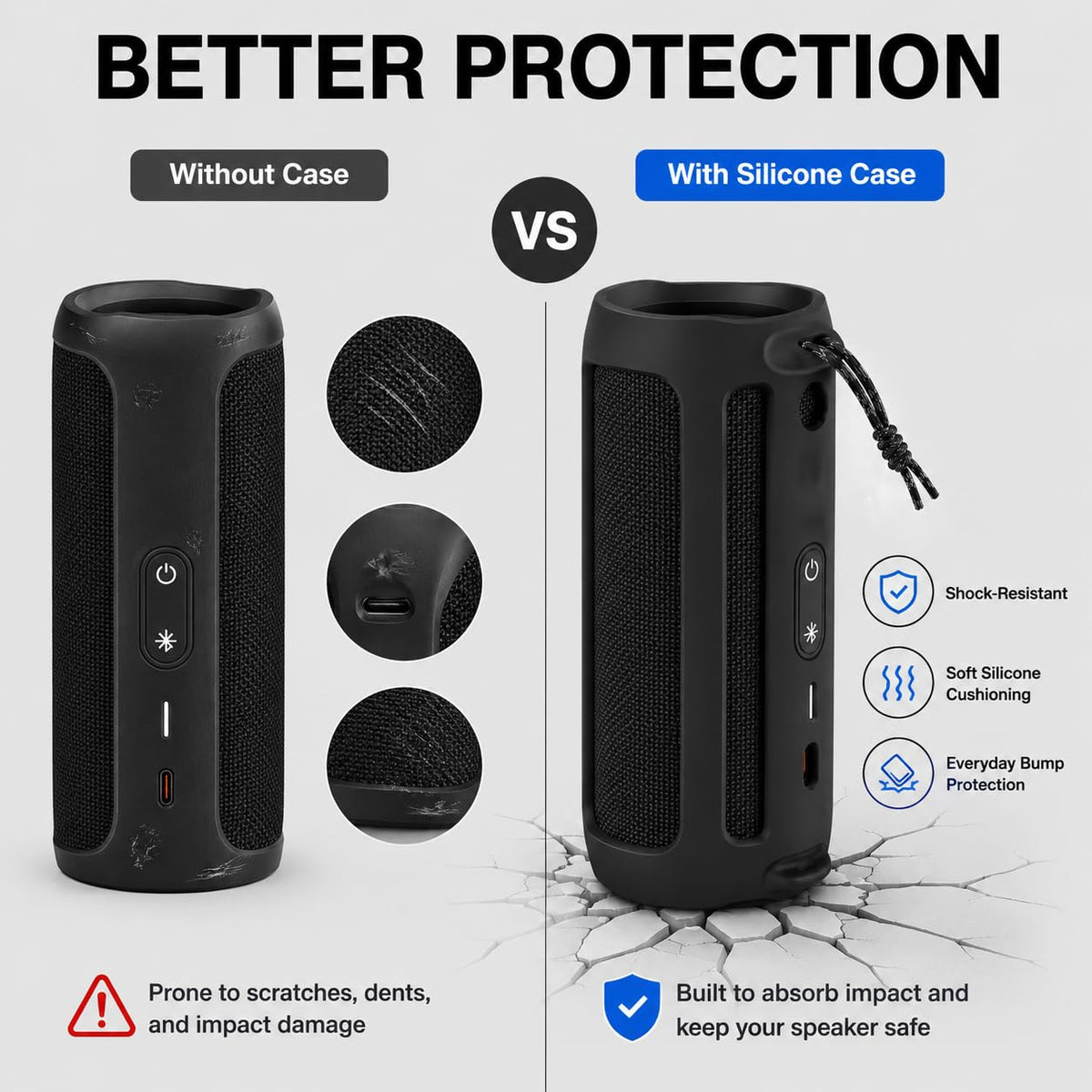 PAIYULE Flip 5 silicone case with carabiner clip for backpack.
