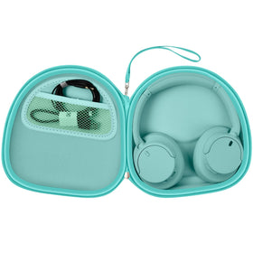 PAIYULE headphone case with green exterior protects headphones on the go