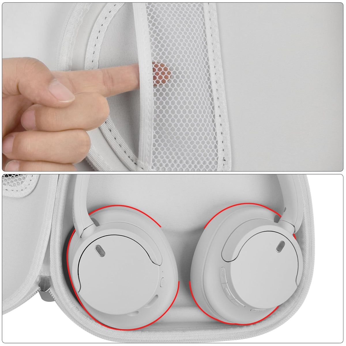 PAIYULE headphone case mesh pocket stores cables and adapters neatly