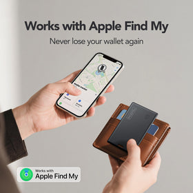 PAKCQNH wallet tracker card side profile emphasizing slim card shape and easy insertion benefit
