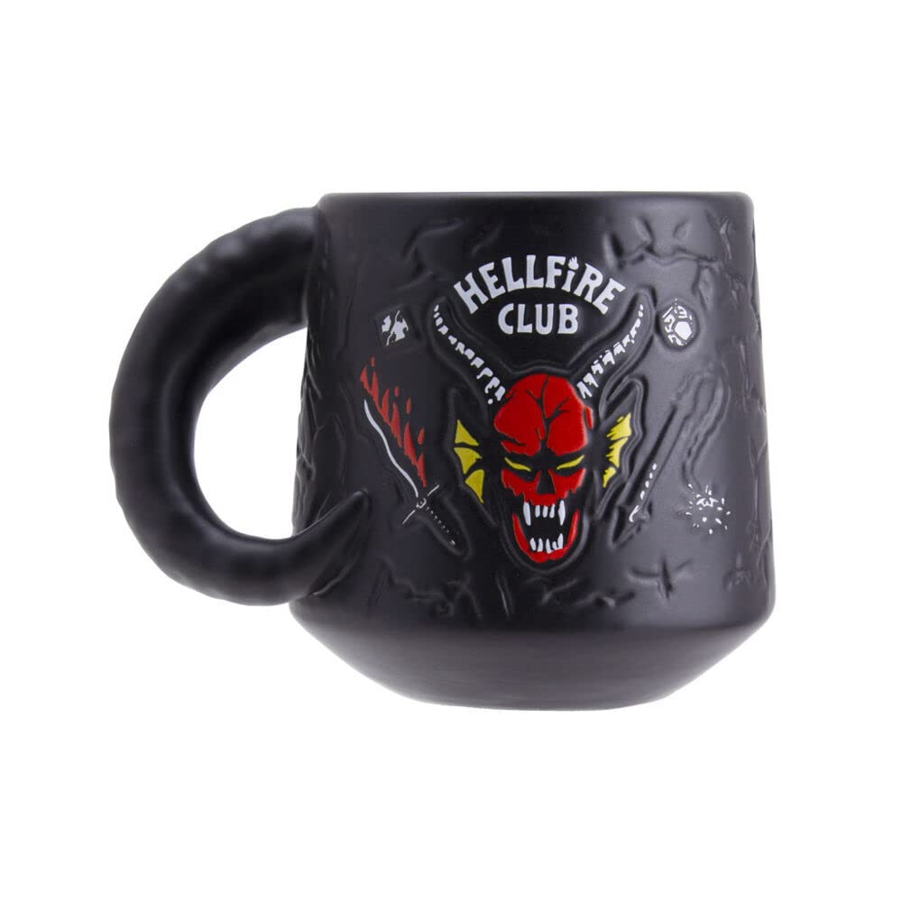 Paladone Stranger Things Hellfire Club mug with horn handle for bold coffee moments