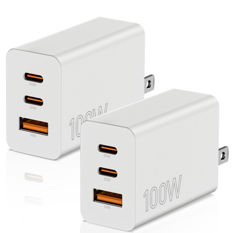 Palawola 65W USB C charger block front view with three ports for versatile charging.