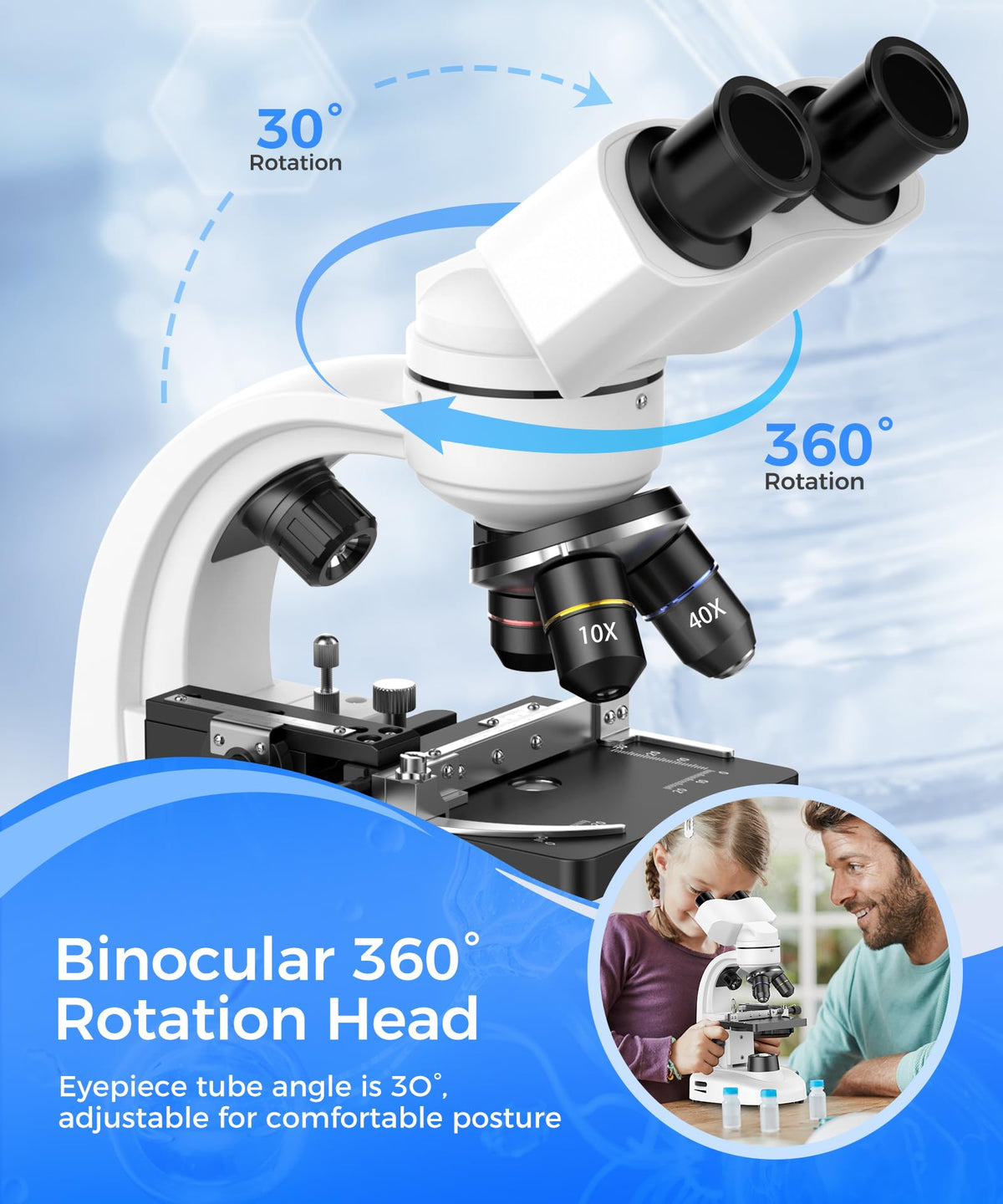 PalliPartners dual LED illumination highlights details on opaque and translucent specimens with adjustable brightness.