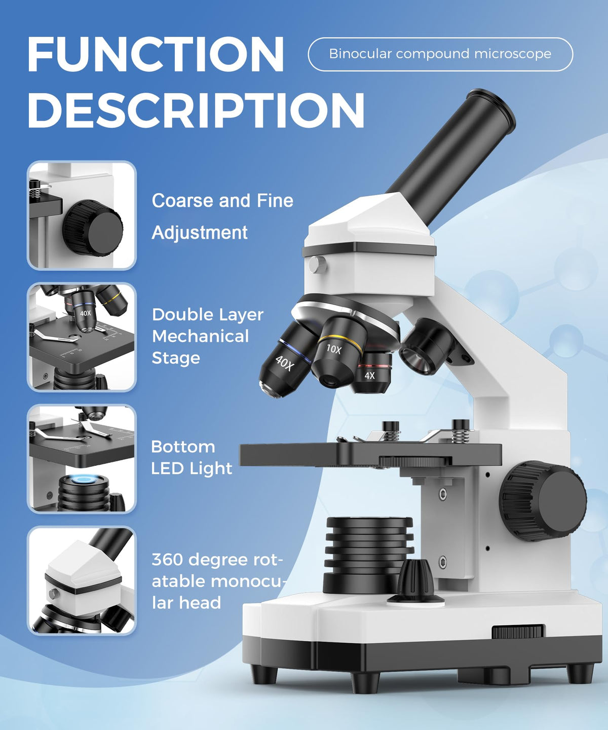 PalliPartners compound microscope 52-piece accessory set for experiments.