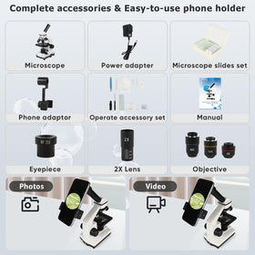 PALOBIL microscope included accessories support immediate hands-on experiments.
