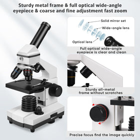 PALOBIL microscope magnification settings display 100x–2000x options for versatile viewing.