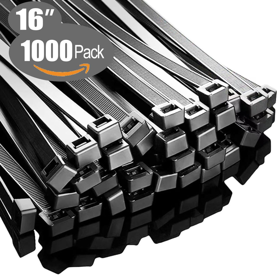 Paloka 16 inch zip ties in a 1000-pack bundle for quick project organization.