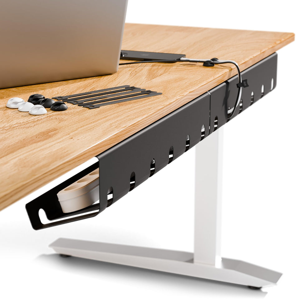 pamo front view of three trays showing compact under-desk organization benefit