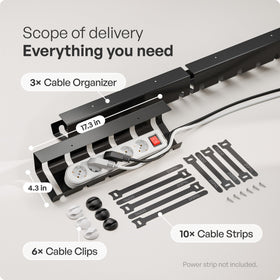 pamo installed under desk holding a power strip for tidy workspace benefit