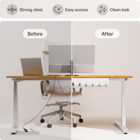 pamo tray storing multiple power strips and adapters, secures heavy items benefit