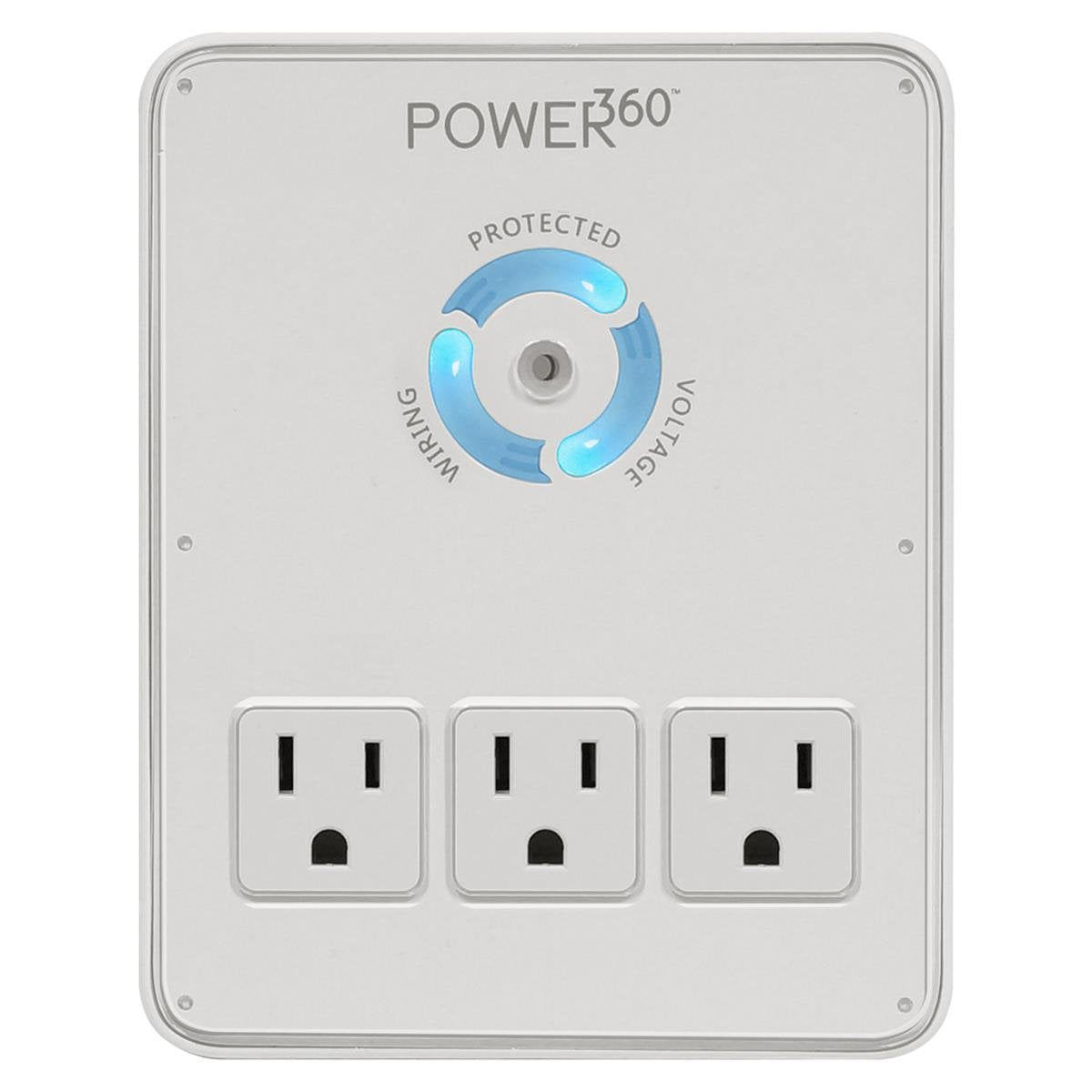Panamax P360 front view showing six outlets and status indicators for safer power