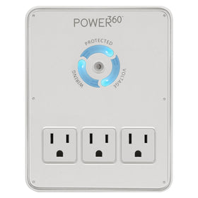 Panamax P360 front view showing six outlets and status indicators for safer power