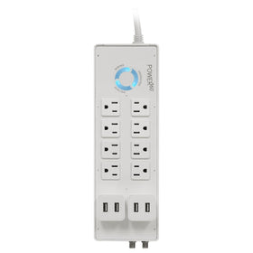 Panamax P360-8 detachable dual USB module tethered on desk for easy device charging