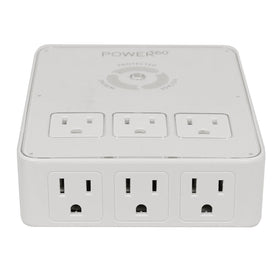 Panamax P360 side view highlighting two USB ports and filtered AC outlets