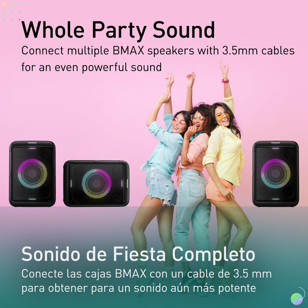 Panasonic BMAX5 beach party setup with compact design