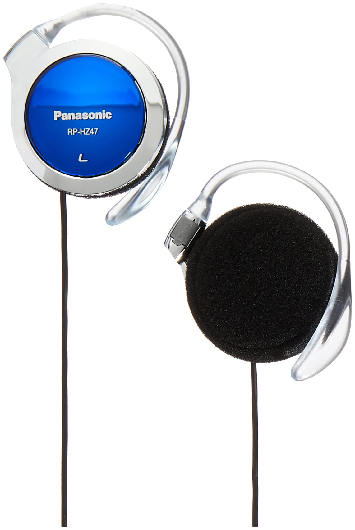 Panasonic RP-HZ47-A blue clip headphones with ultra slim design for comfortable wear