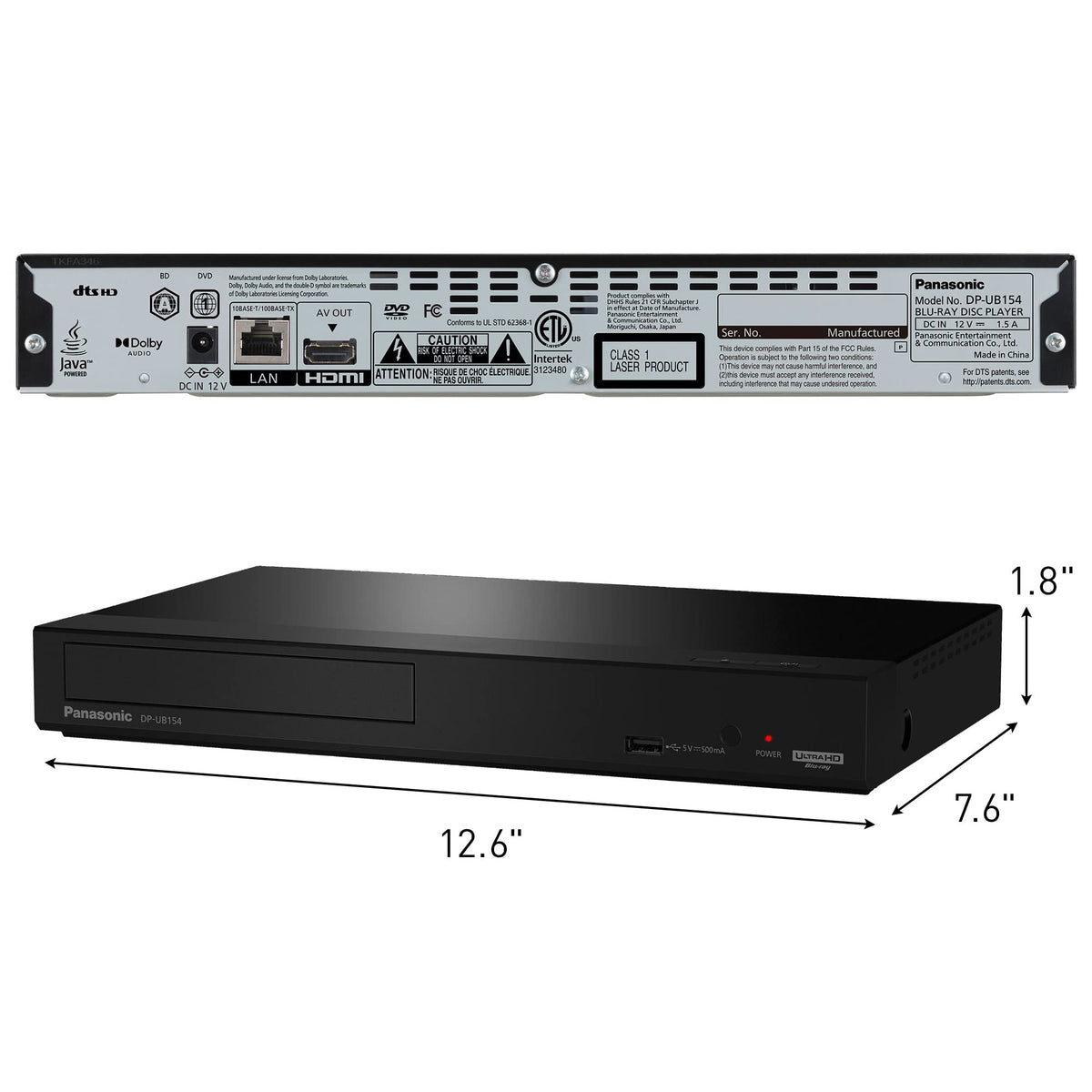 Panasonic DP-UB154P-K CD playback capability enables versatile entertainment beyond video.