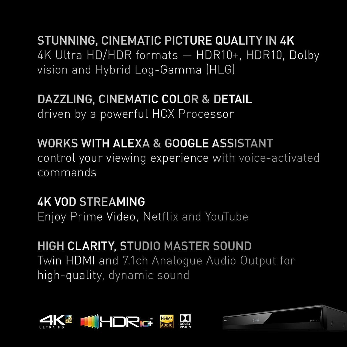 Panasonic DP-UB820-K remote control in use for easy playback