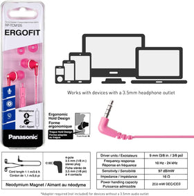 Panasonic ErgoFit Earbuds on the go with a long cord for pockets