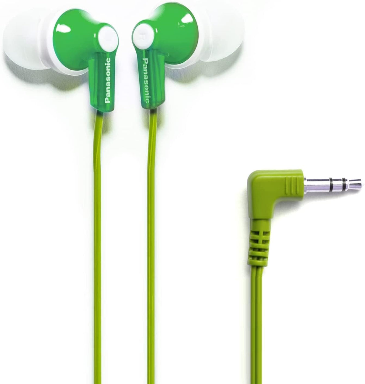 Panasonic green earbuds front view showing compact housings and color appeal