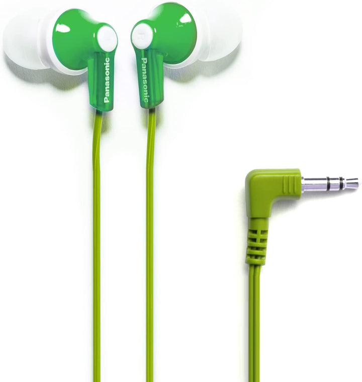 Panasonic green earbuds front view showing compact housings and color appeal