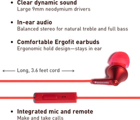 In-line microphone on Panasonic ErgoFit earbuds enabling hands-free use