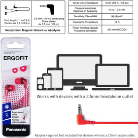 Panasonic Ergofit earbuds with case ready for travel and daily use.