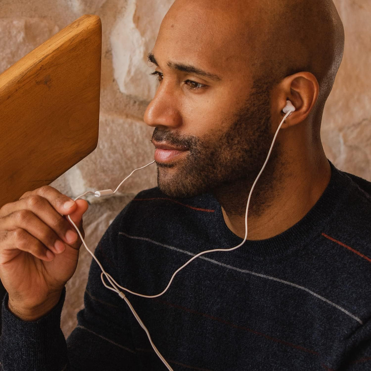 Panasonic ErgoFit earbuds offer wide frequency range for detailed sound.