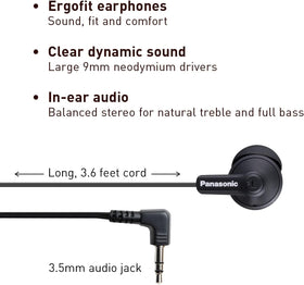 Panasonic ErgoFit earpads S/M/L for a customizable, secure fit during workouts