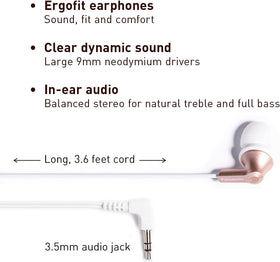 Panasonic ErgoFit RP-HJE120 rose gold earbuds side view for on the go comfort