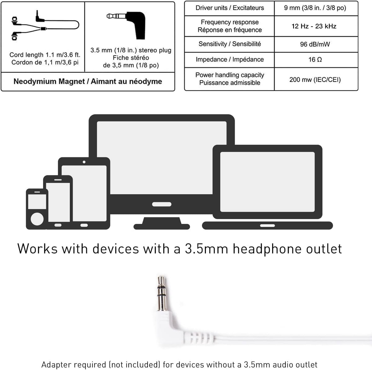 Panasonic ErgoFit RP-HJE120 with mic and remote for phone use