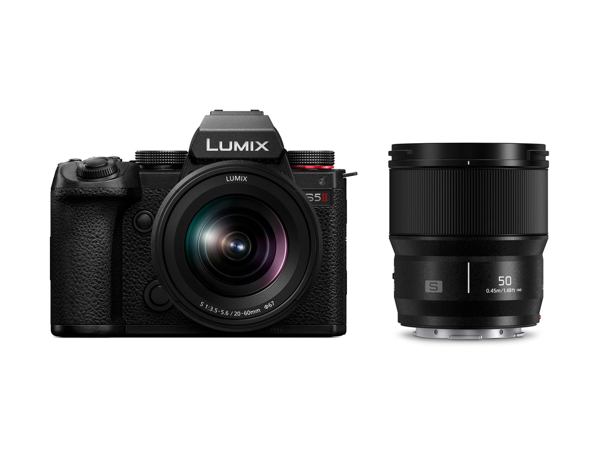 Panasonic LUMIX S5II front view showcasing compact design and full-frame sensor for versatile shooting.