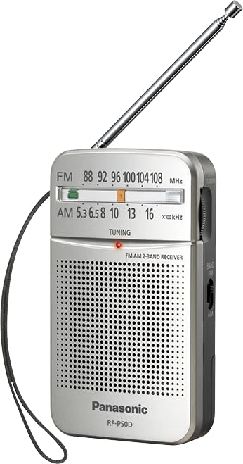 Panasonic RF-P50D LED tuning indicator helps find a clear station.