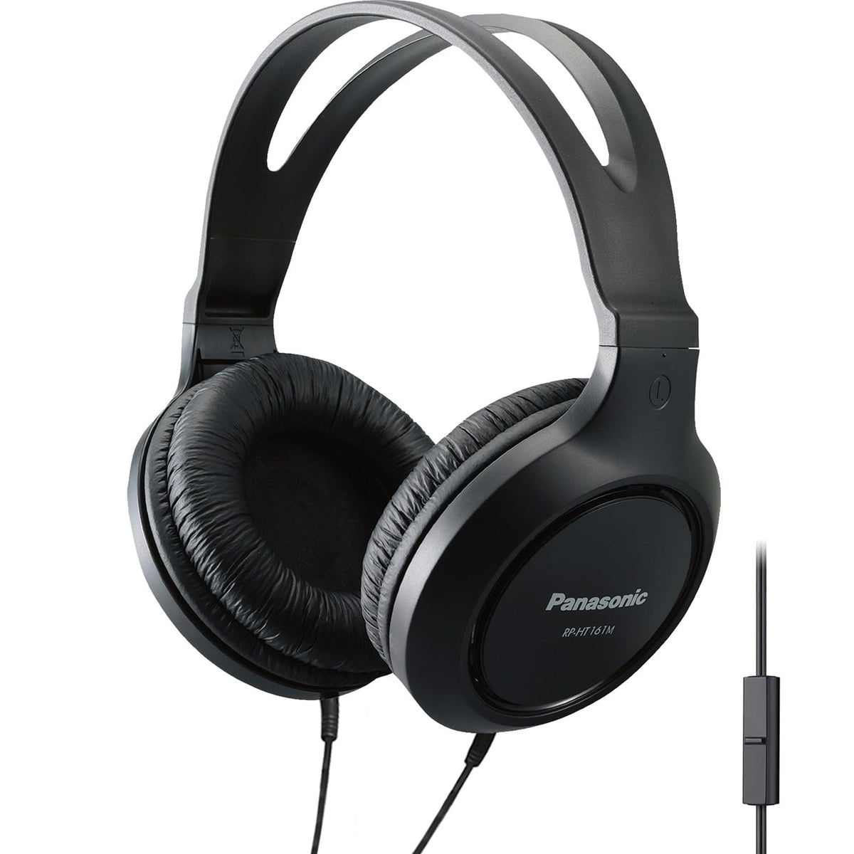 Panasonic RP-HT161M over-ear headphones with built-in microphone for calls and music.