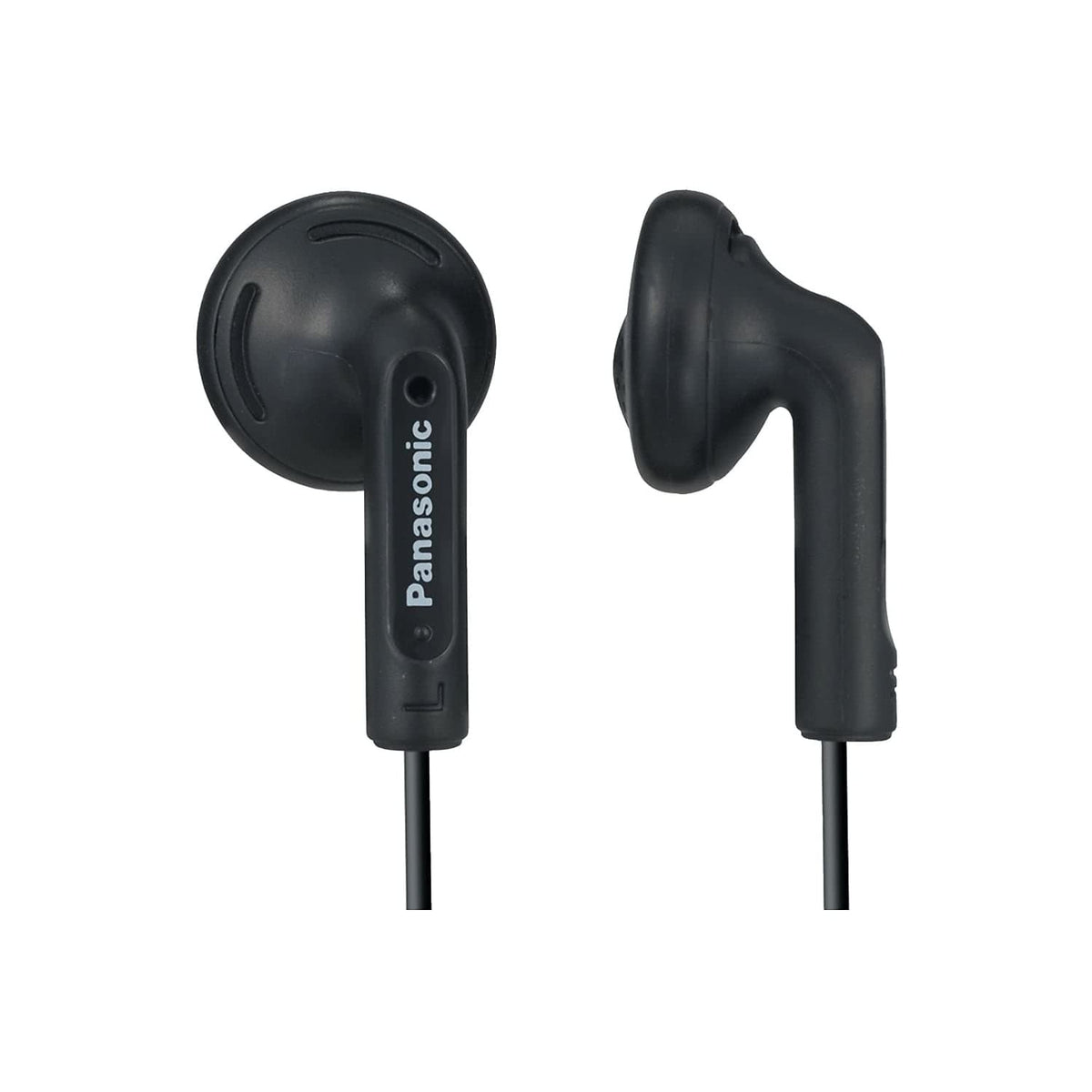 Panasonic RP-HV096 front view showing earbuds and cord, clear sound for travel
