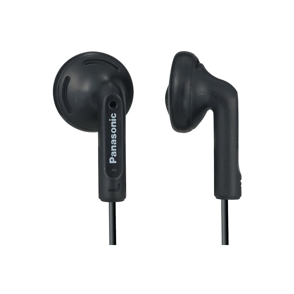 Panasonic RP-HV096 front view showing earbuds and cord, clear sound for travel