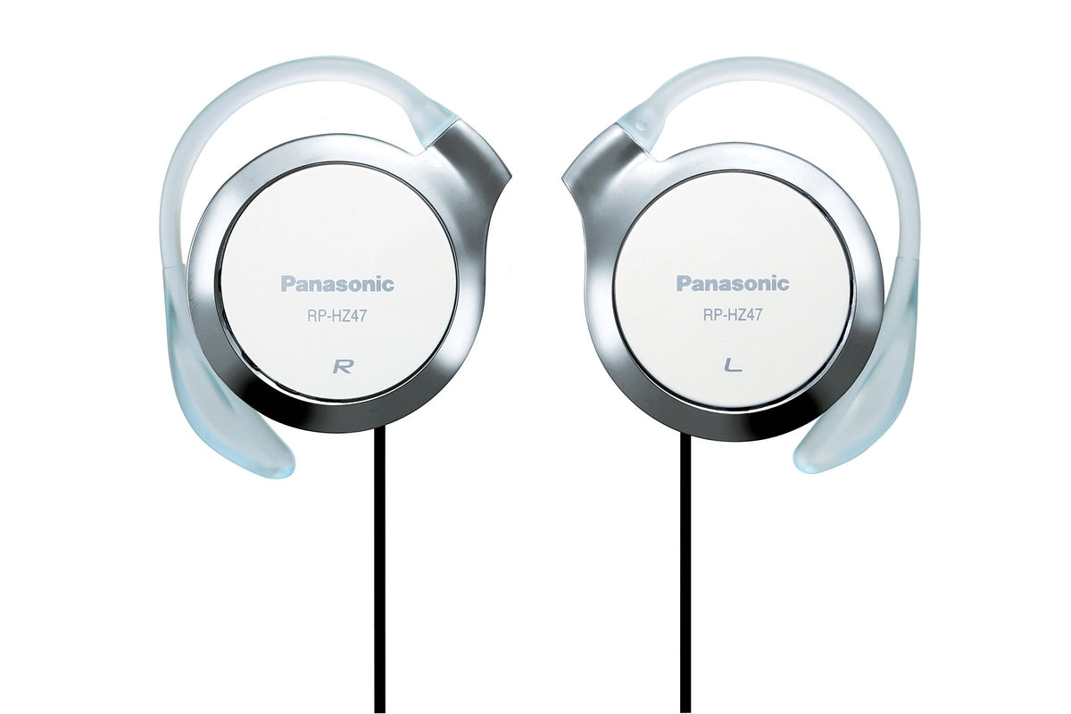 Panasonic RP-HZ47-W front view clip headphones, lightweight daily use.