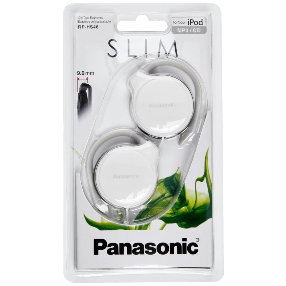 Panasonic RP-HS46EW clip-type headphones with ultra-slim housing for comfortable everyday listening