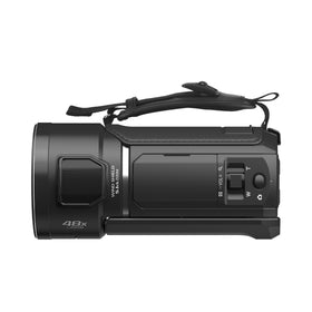 Panasonic V900 USB-C and remote port simplify setup and transfer.
