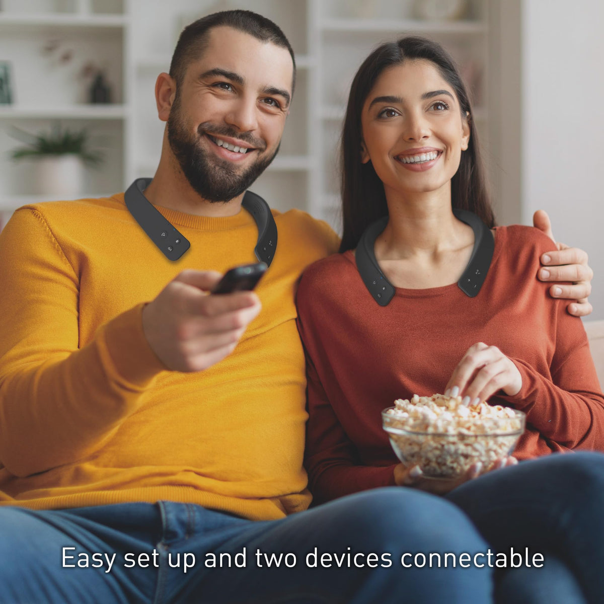 Panasonic WN10 connected to TV adapter and smartphone showing two-device Bluetooth use