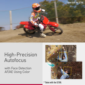 Panasonic X2100 detachable handle adds control for dynamic shots.