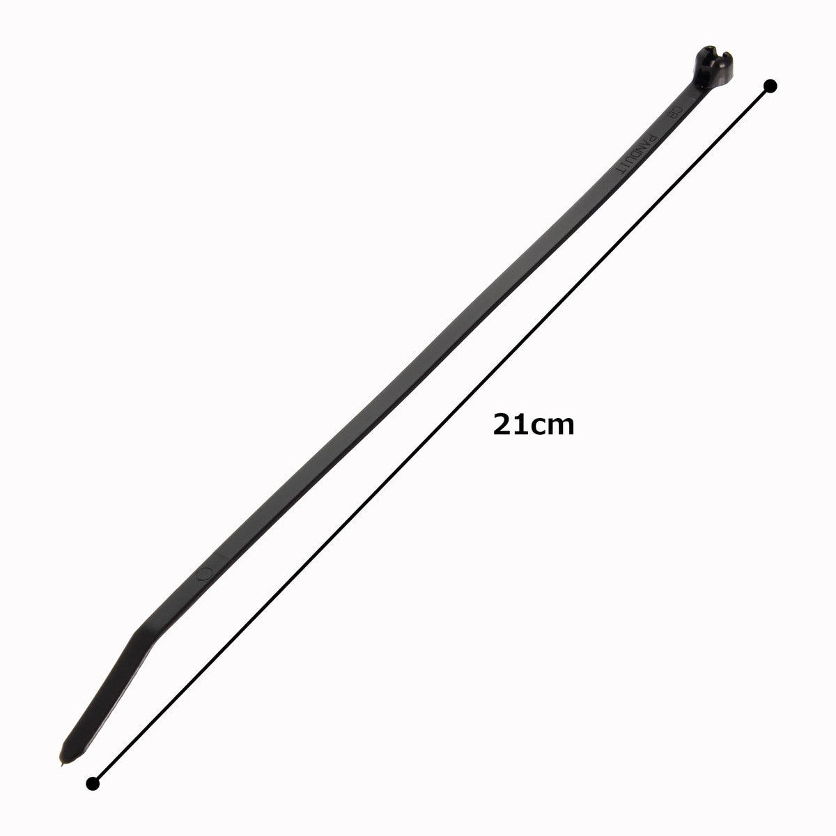 Panduit BT3I-M0 curved tip enables quick threading on black cable ties.