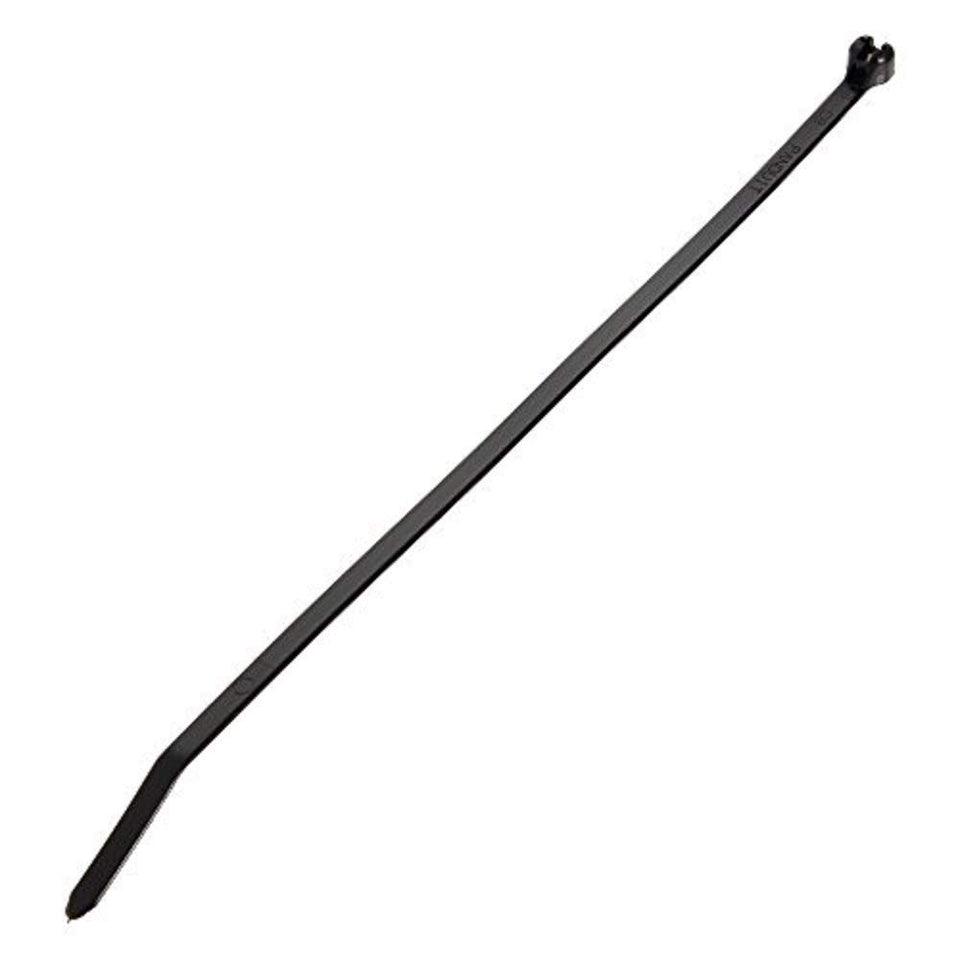 Panduit BT3S-C0 pack view showing 100 black dome-top cable ties and clear labeling for inventory