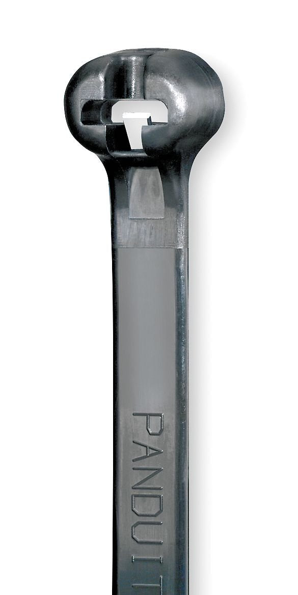 Panduit BT4I-M0 cable tie, 14.3-inch length, metal barb for durable outdoor mounting.