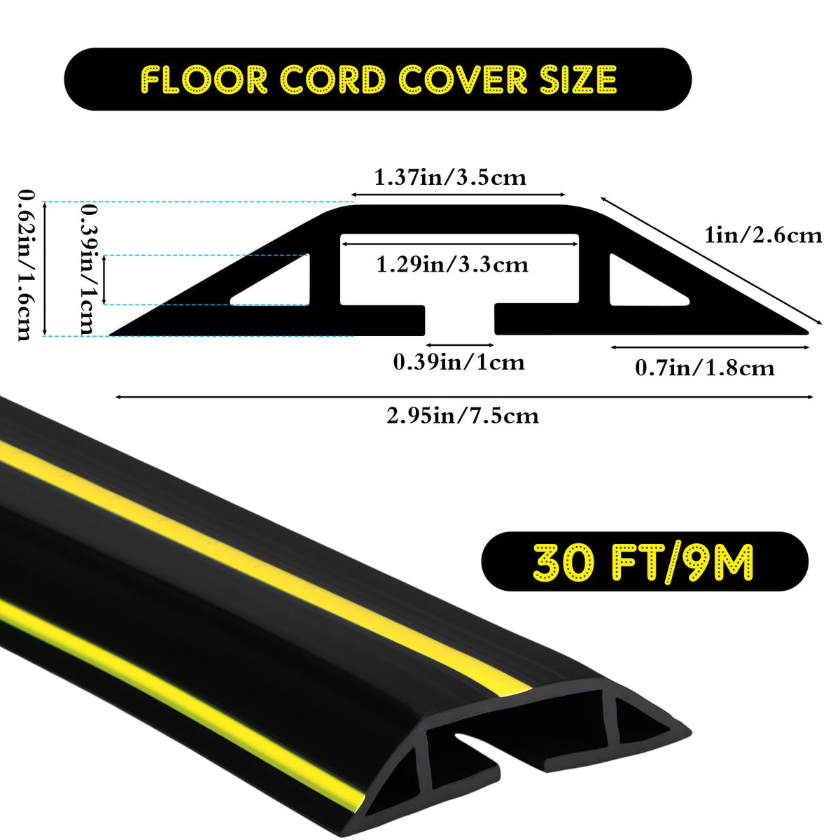 Pangda 30ft floor cable cover channel inside holding multiple cables neatly