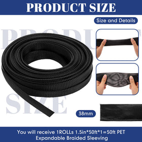 Pangda braided sleeve made of PET protects cords in black.