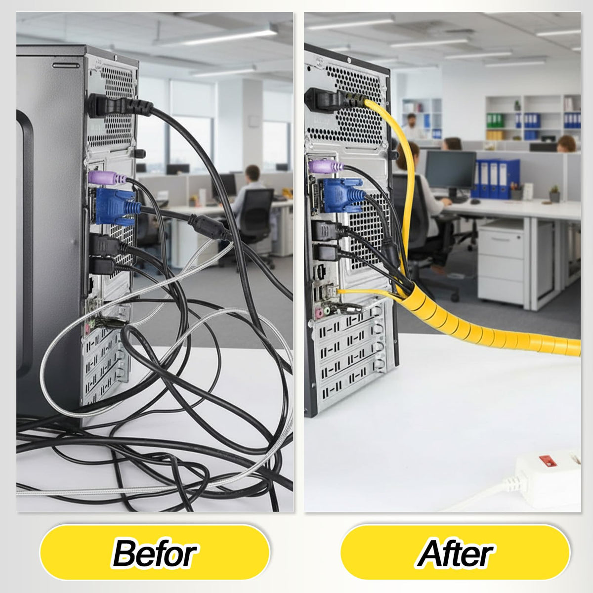 Pangda cable wrap spiral protector for organized wiring and hoses.