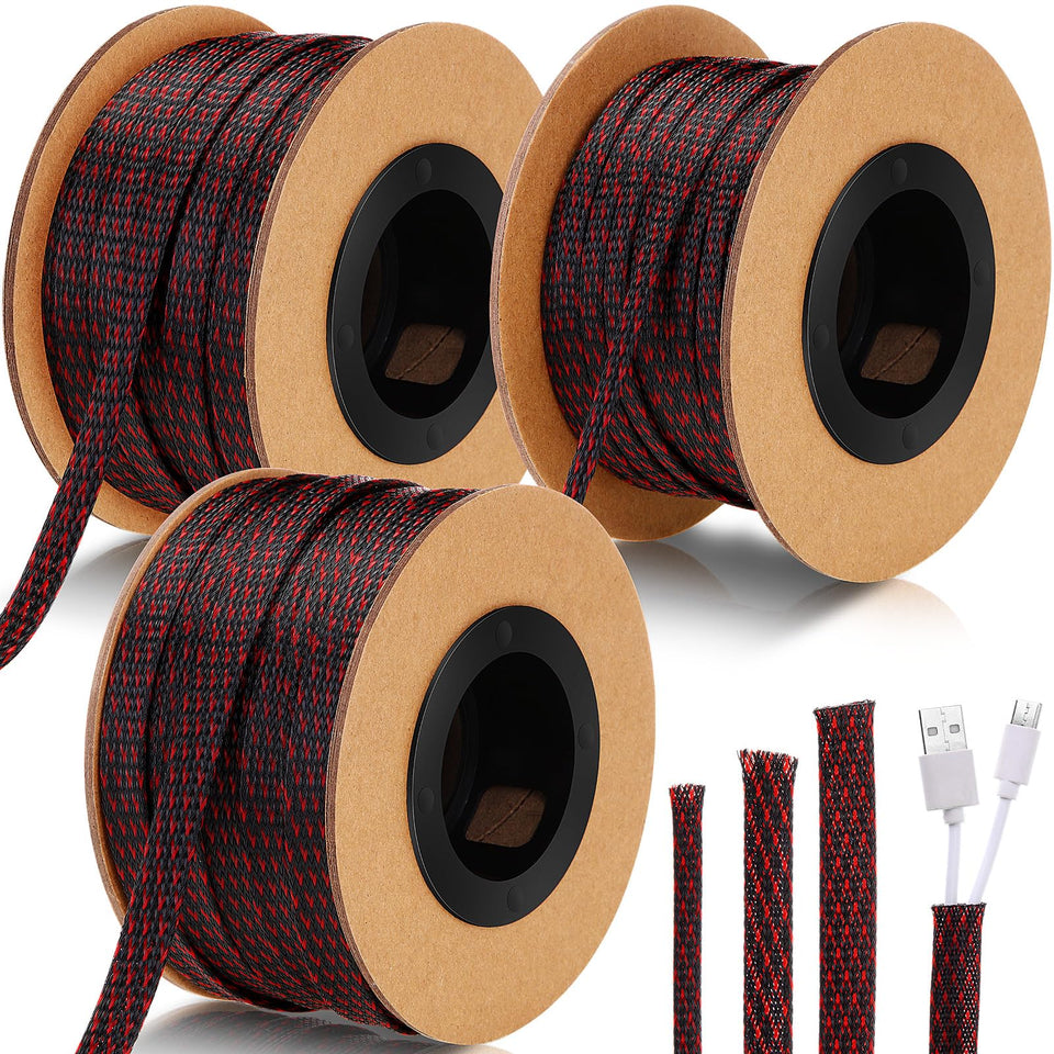 Pangda front packaging showing black red braided sleeving and length benefit