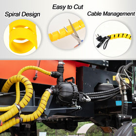 Pangda hose protector wrapped around a hose, showing outer diameter detail for fit.